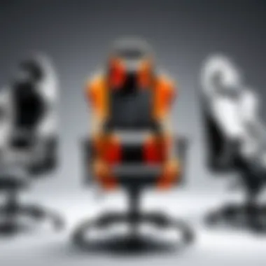 Various designs of gaming chairs on display