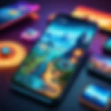 Mobile Gaming Interface Vibrant mobile gaming interface showcasing top games