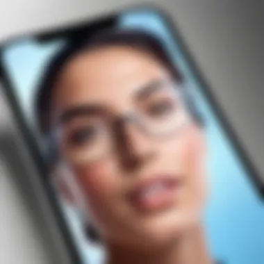 Close-up of smartphone screen with FaceTime interface