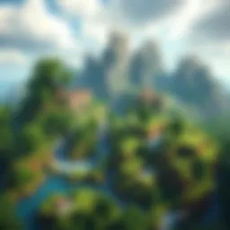 A vibrant Minecraft server landscape with unique biomes.