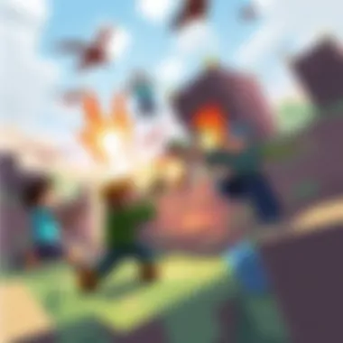 Exciting PvP Action on Minecraft Servers Players engaging in a lively PvP battle on a server.