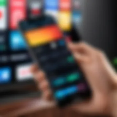 Universal Remote App on Smartphone Smartphone displaying universal remote app interface