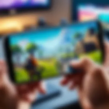 Fortnite Gameplay on Samsung Device Samsung device showcasing Fortnite gameplay