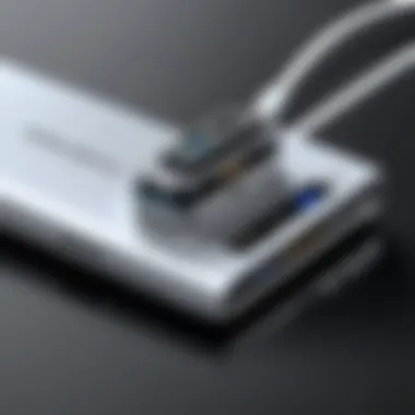 Close-up of the charging port and connector of the Galaxy Book S