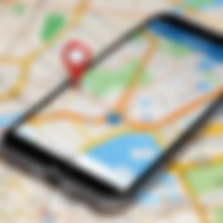 An iPhone with a highlighted offline map feature activated