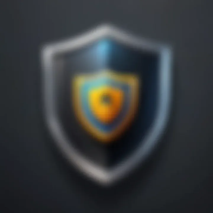 Secure download icon with a shield symbol