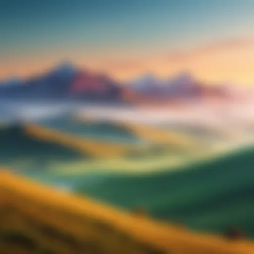 A serene landscape with a faded background showcasing vibrant foreground details.