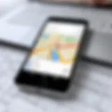 Smartphone displaying GPS coordinates