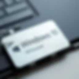 A close-up of a genuine Windows 10 product key card
