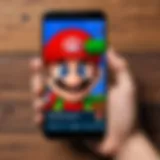 Emulator interface showcasing Mario Bros gameplay on Android