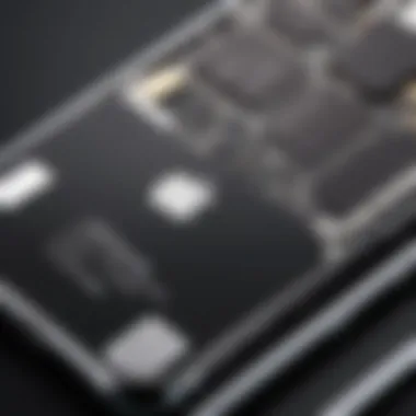 Examining iPhone Design Features Close-up view of the back of an iPhone showcasing its model number and design features