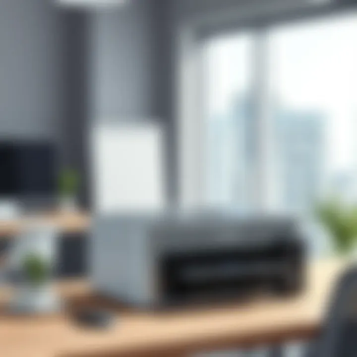 An elegant Epson inkjet printer showcased in a modern office setting.