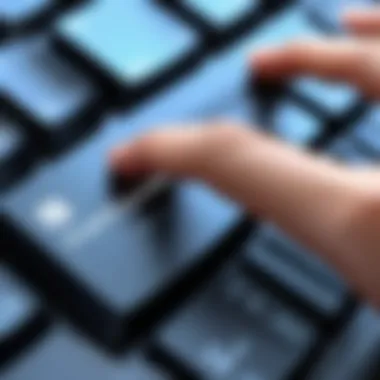Posture Matters: The Key to Efficient Typing A close-up of a keyboard with fingers poised to type, highlighting the importance of posture.