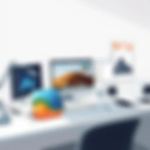 An elegant workspace showcasing digital tools for background removal