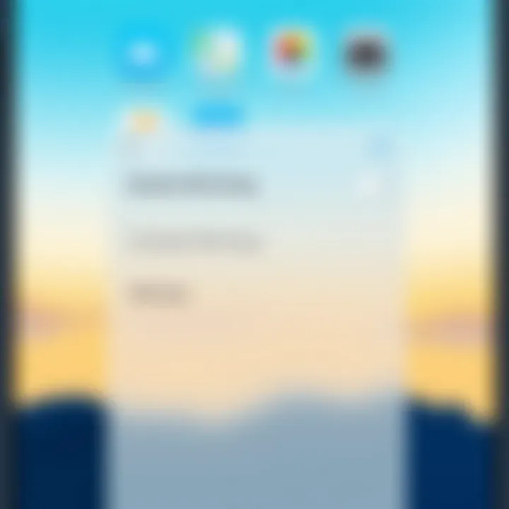 Settings menu on iPhone for screen mirroring