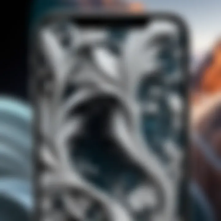 A close-up view of a dynamic, animated wallpaper on an iPhone highlighting intricate designs.