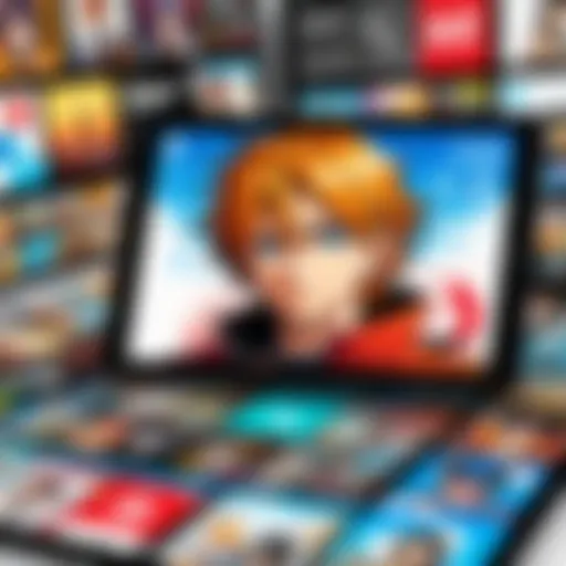 A vibrant collage of popular manga apps on a tablet screen