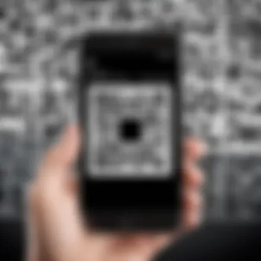 Close-up of a QR code being scanned by a smartphone camera