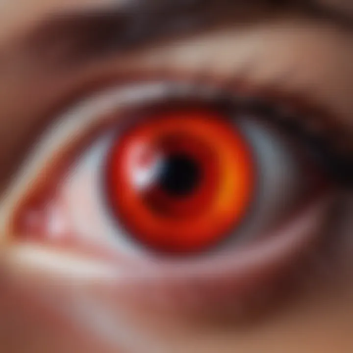 Close-up of a flash illuminated photo showing red-eye effect