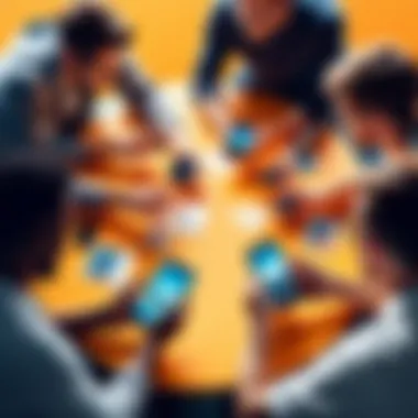 Players Engaging in Group Game Engaging players enjoying a group game on iPhone