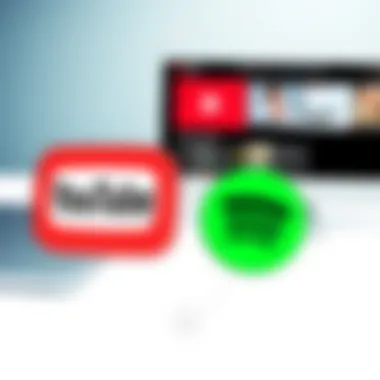 Interconnection of YouTube and Spotify Visual representation of YouTube and Spotify logos interconnected