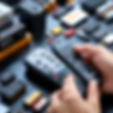 User checking batteries of remote control