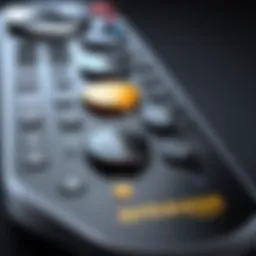 Close-up of a remote control with unresponsive buttons