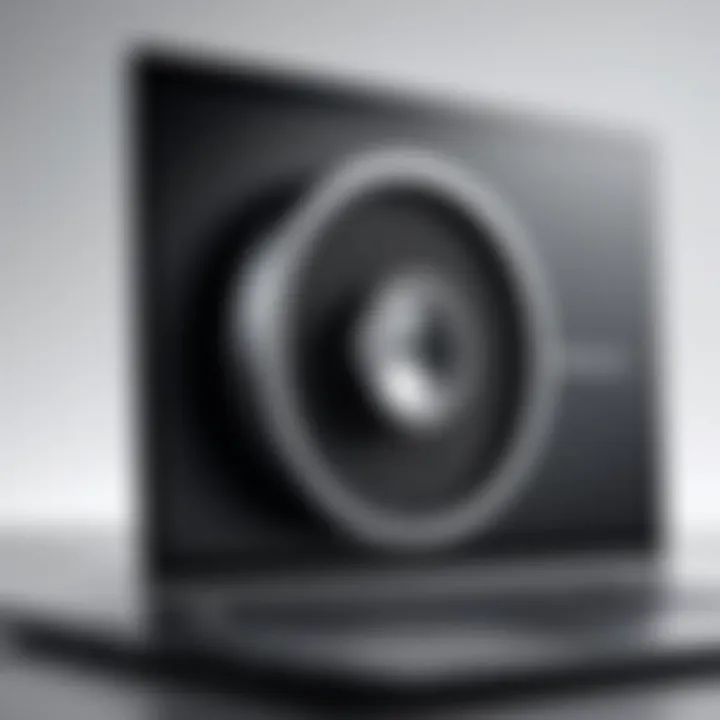 Laptop speaker showing mute icon