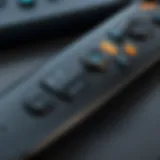 Close-up view of Firestick remote highlighting key features