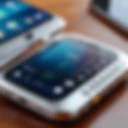 Close-up view of a prepaid burner phone on a table