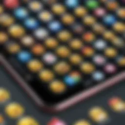 A smartphone displaying various emoji applications on its home screen