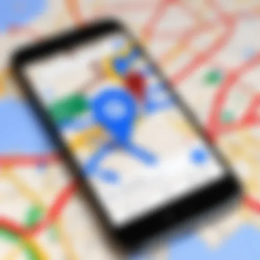 Detailed view of a smartphone displaying Google Maps with a connection error message