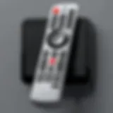 Close-up view of the YouTube TV remote showcasing buttons and layout