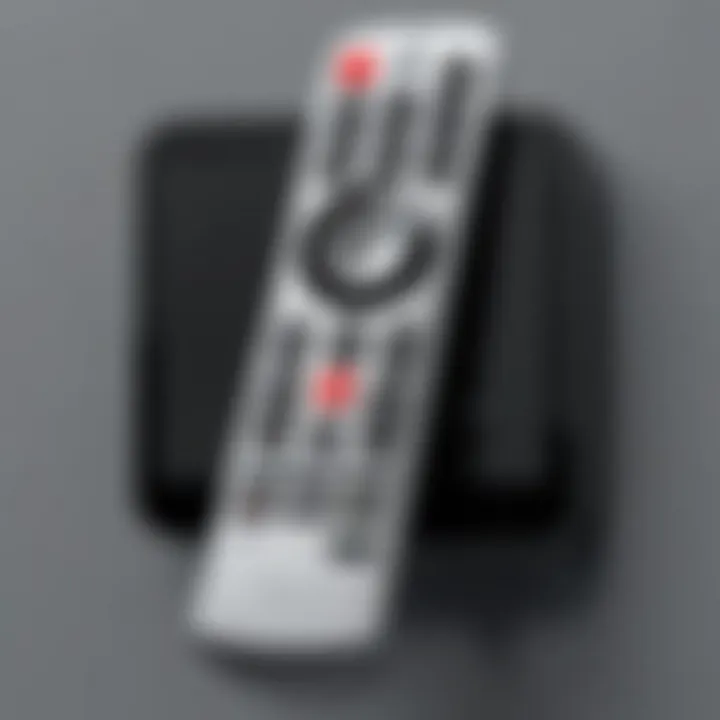 Close-up view of the YouTube TV remote showcasing buttons and layout