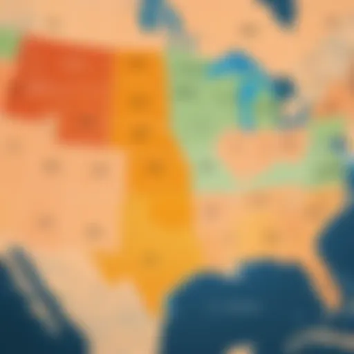 Map highlighting the distribution of USA area codes