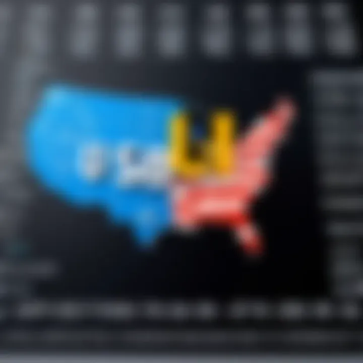 Visual representation of different USA area codes with their significance