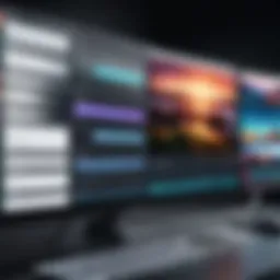 Diverse video editing software interfaces showcasing various features