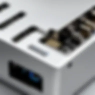 Close-up of USB Ethernet adapter ports and connections