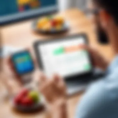 Analyzing Calorie Intake A user analyzing their calorie intake on a digital device
