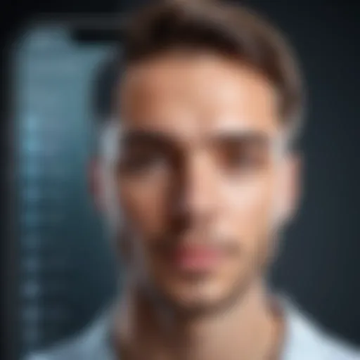 A smartphone displaying a face superimposition app in action